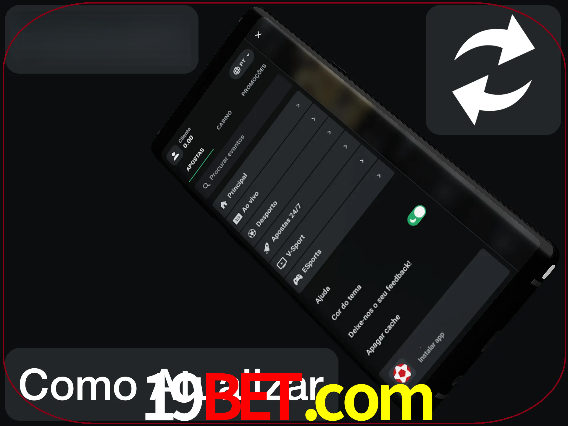 O aplicativo é atualizado automaticamente quando você faz o login.